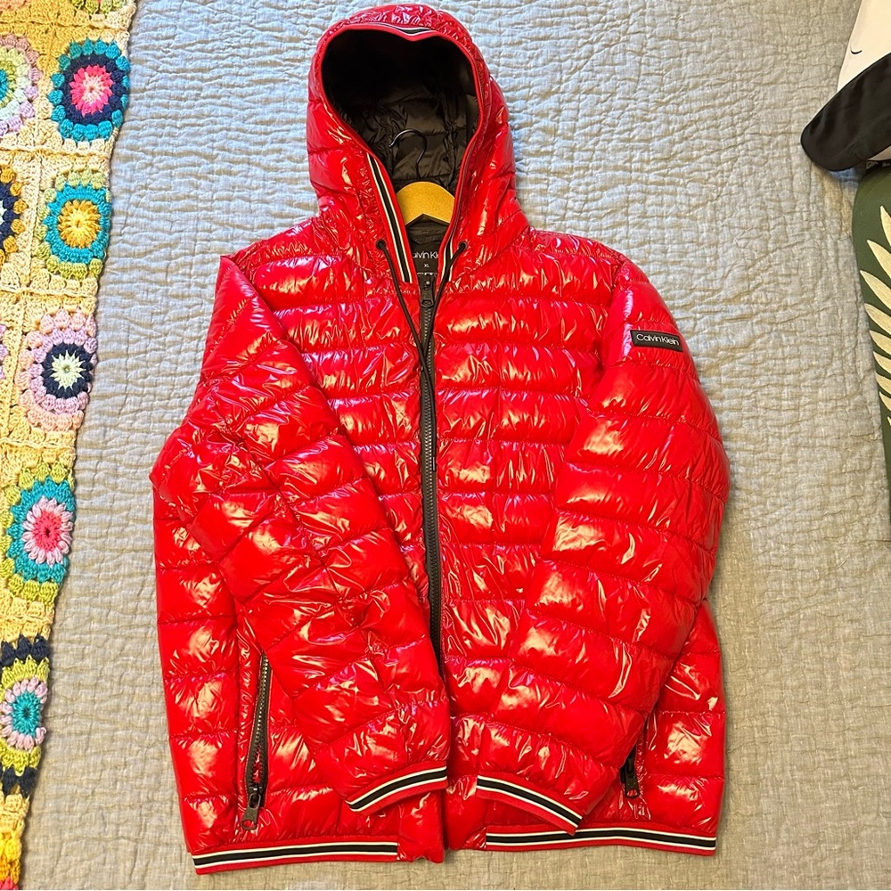 Calvin Klein Shiny Red Puffer Jacket